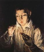 El Greco A Boy blowing on an Ember to light a candle oil painting picture wholesale